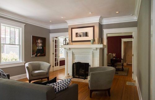 Shotgun style home included painting the fireplace white